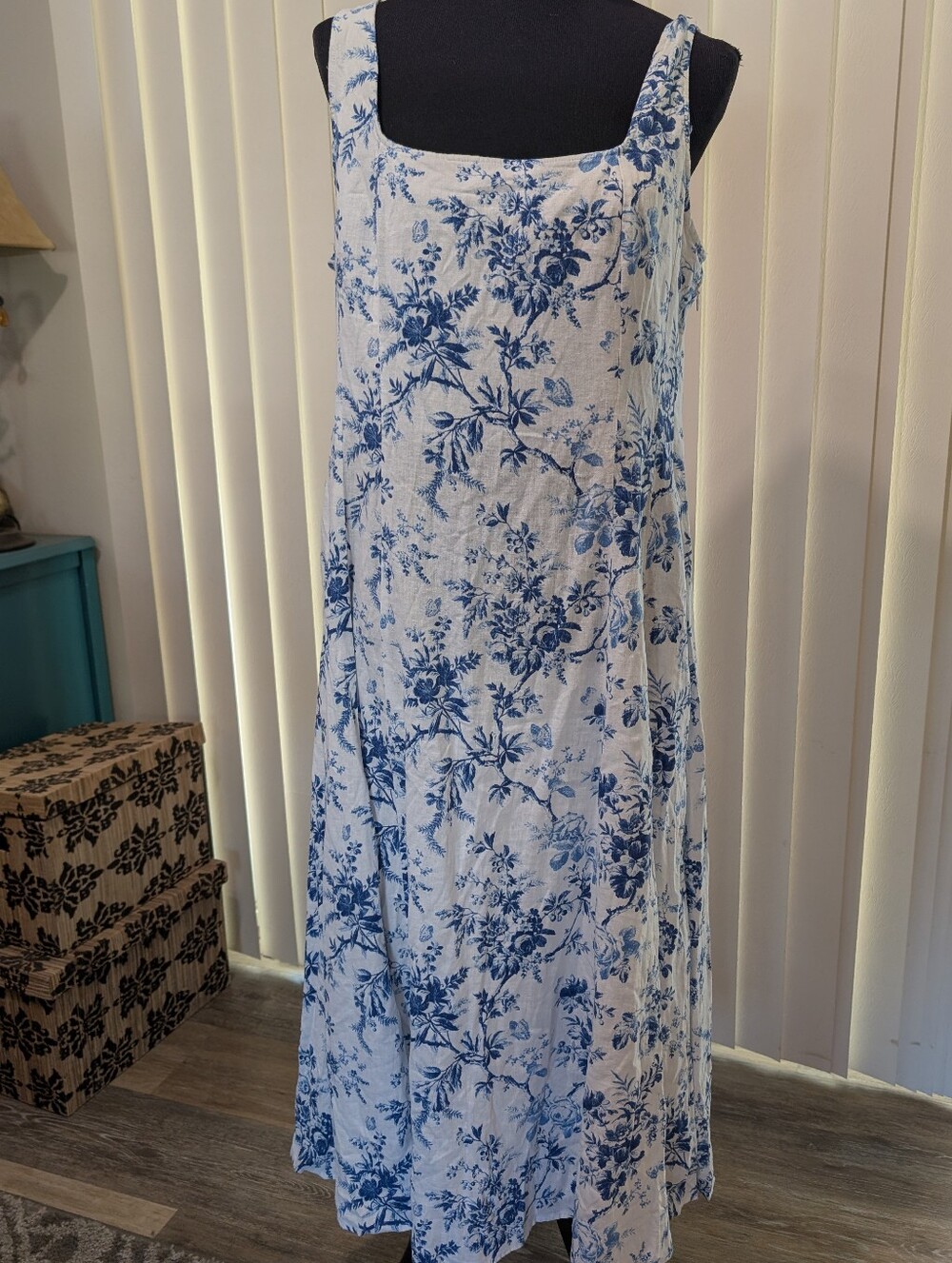 Laura Ashley Toile de Jouy Floral Sleeveless Dress